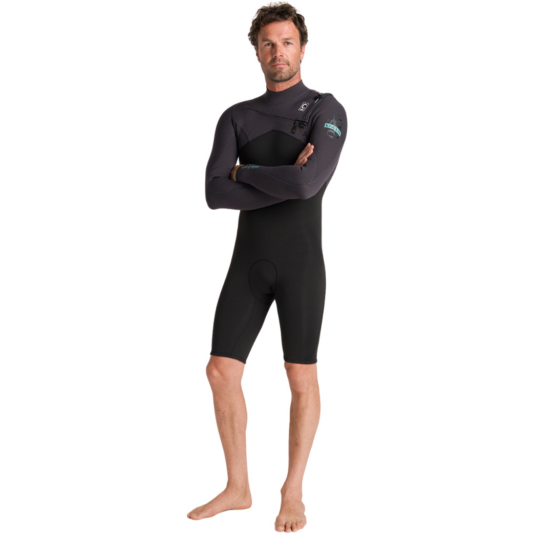 2026 C-Skins Mens NuWave Session 3/2mm Chest Zip Springsuit Wetsuit C-NSE32SPM - Black / Meteor X / Petrol